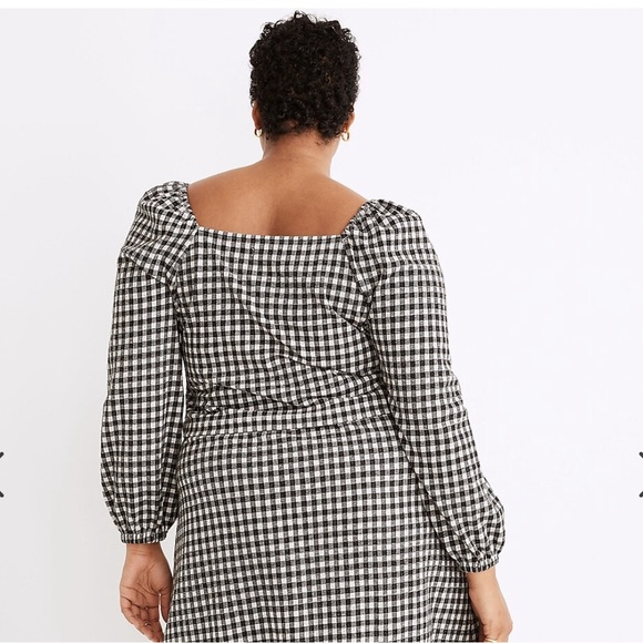 NWT Madewell Gingham Puff-Sleeve Button-Front Crop Top - Picture 6 of 11